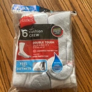 Men’s 6 pk crew socks sz 6–12 NEW